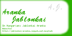 aranka jablonkai business card